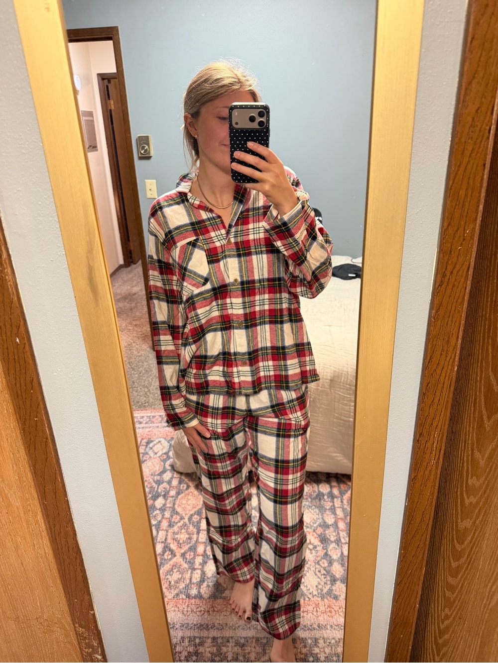 H&M Red and Cream Plaid Mens Pajama Set